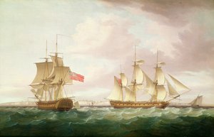 ドーバー沖のイギリスのフリゲート艦